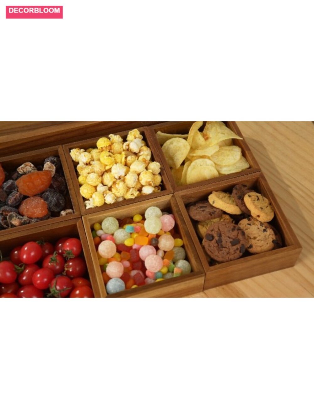 Acacia Wood Divided Serving Tray with Handles Large Platter - Picture 6 of 6